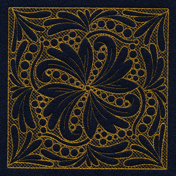 Feathers & Filigree Square 3 (Trapunto)