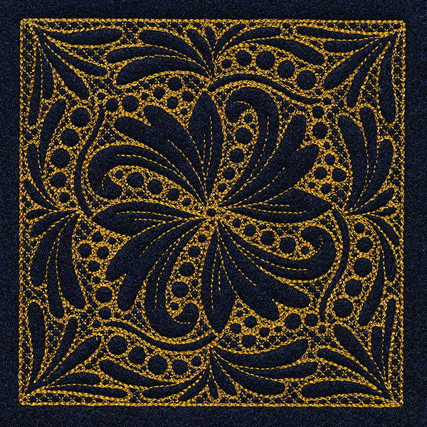 Feathers & Filigree Square 3 (Trapunto)