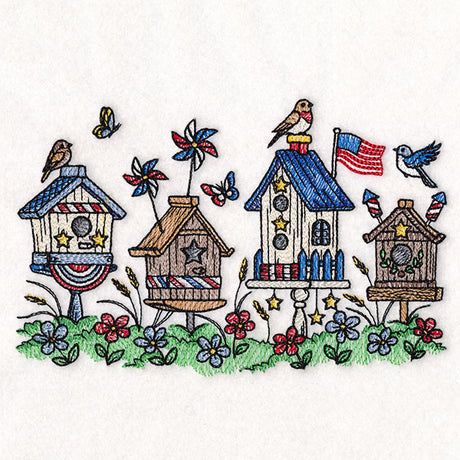 Americana Birdhouse Block Party Border