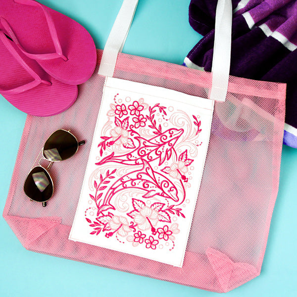 Tropical Doodle Dolphin and Hibiscus – Embroidery Library
