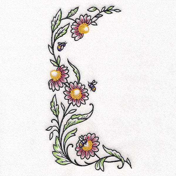 Bee & Coneflower Half Frame