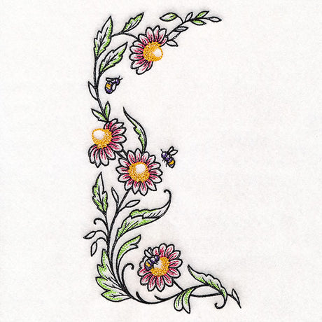 Bee & Coneflower Half Frame