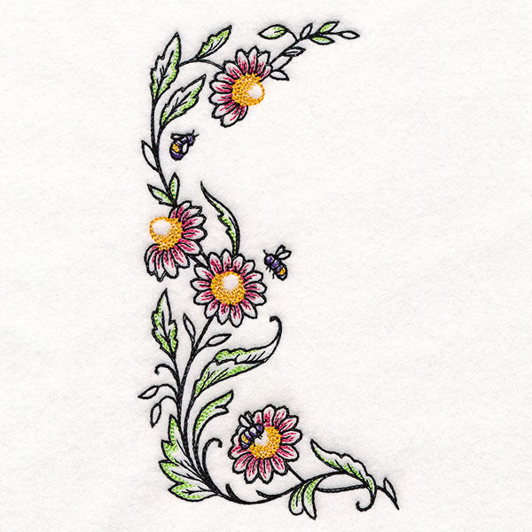 Bee & Coneflower Half Frame