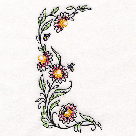 Bee & Coneflower Half Frame