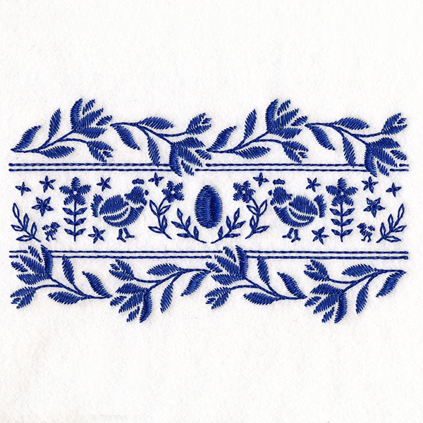 Folk Flowers Chicken Border