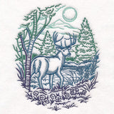 Woodland Deer Scene Etching