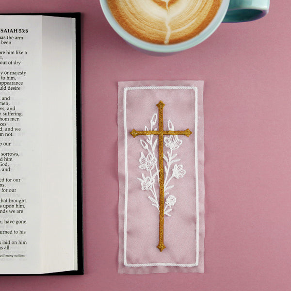 Botanical Cross Bookmark (Organza)