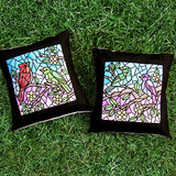 Colorful Birds Stained Glass Square 2