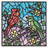 Colorful Birds Stained Glass Square 2