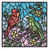 Colorful Birds Stained Glass Square 2