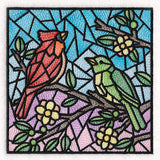Colorful Birds Stained Glass Square 2