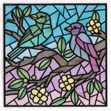 Colorful Birds Stained Glass Square 1