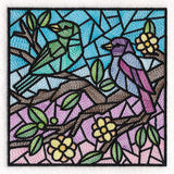 Colorful Birds Stained Glass Square 1
