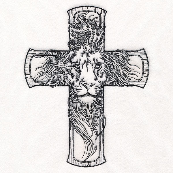 Etched Lion Cross