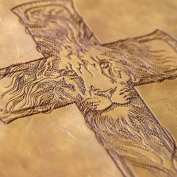 Etched Lion Cross
