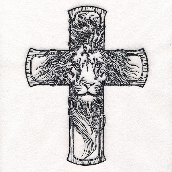 Etched Lion Cross