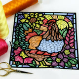 Sunrise Chicken Stained Glass Square