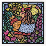 Sunrise Chicken Stained Glass Square