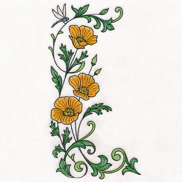 Dragonfly & Poppy Half Frame