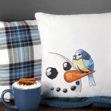 Sweet Peeking Snowman with Blue Tit