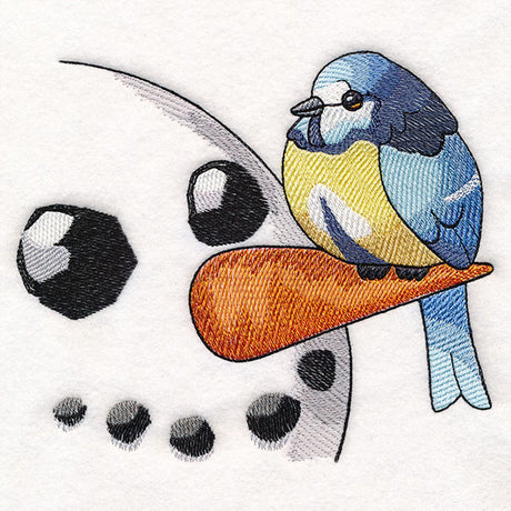 Sweet Peeking Snowman with Blue Tit