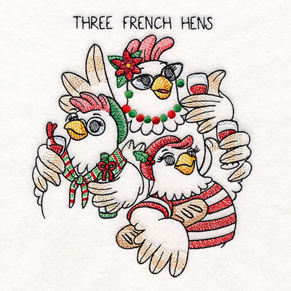 Three French Hens – Embroidery Library