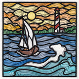 Nautical Stained Glass Square - Sailboat