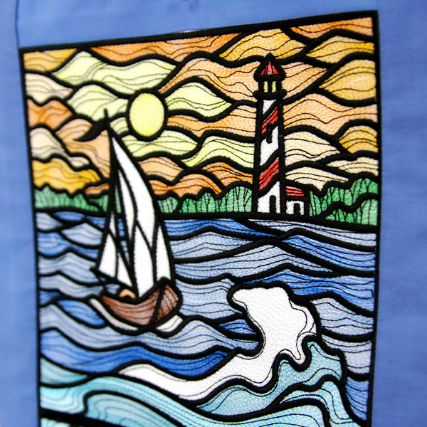 Nautical Stained Glass Square - Sailboat