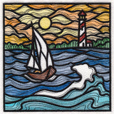 Nautical Stained Glass Square - Sailboat