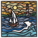 Nautical Stained Glass Square - Sailboat