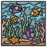 Nautical Stained Glass Square - Fish