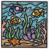 Nautical Stained Glass Square - Fish