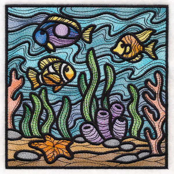 Nautical Stained Glass Square - Fish