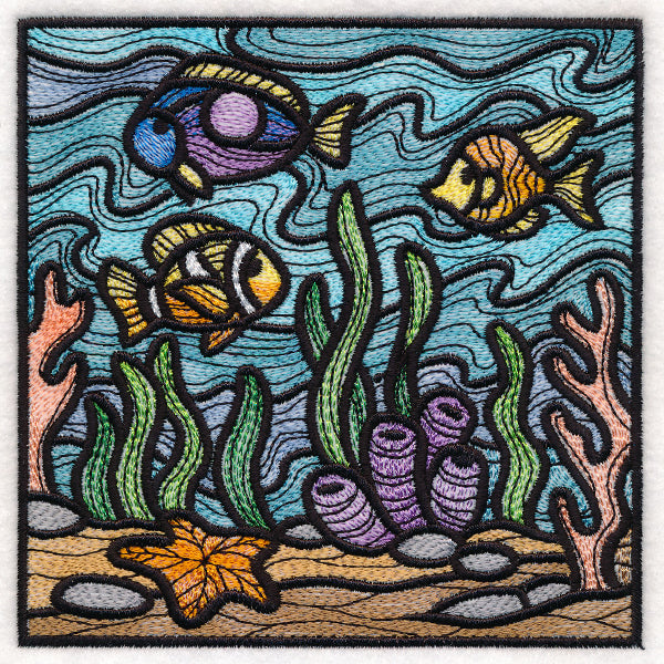 Nautical Stained Glass Square - Fish