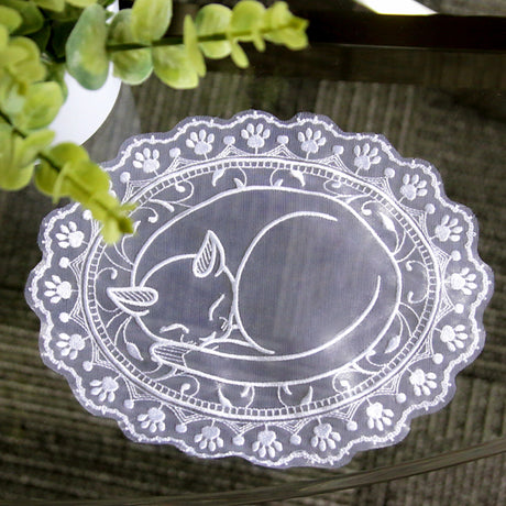 Sleepy Kitty Doily (Organza)