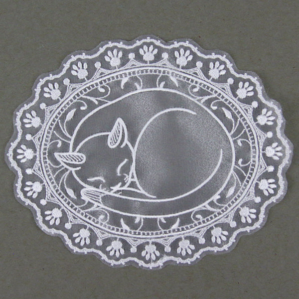 Sleepy Kitty Doily (Organza)