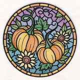 Stained Glass Autumn Pumpkins Circle