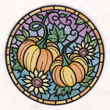 Stained Glass Autumn Pumpkins Circle