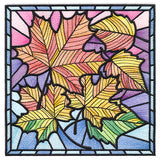 Ombre Autumn Leaves Stained Glass Square