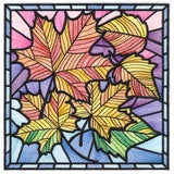 Ombre Autumn Leaves Stained Glass Square