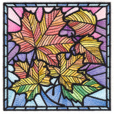 Ombre Autumn Leaves Stained Glass Square