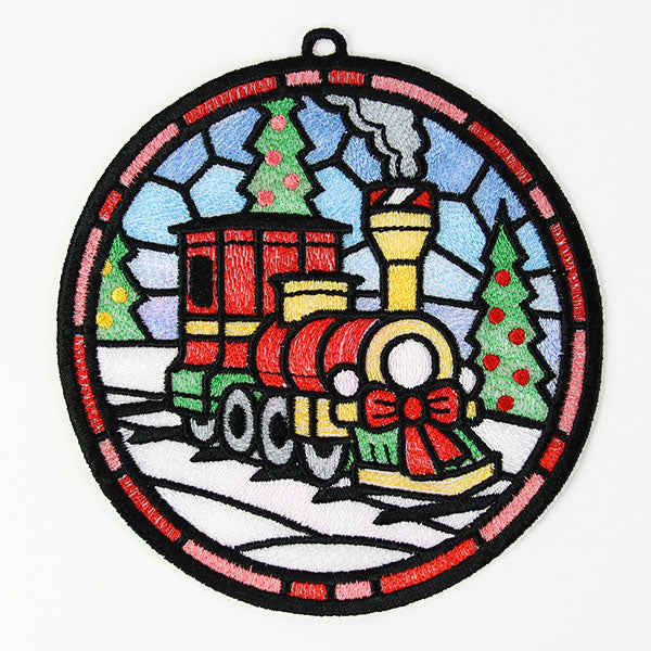 Stained Glass Christmas Train Ornament