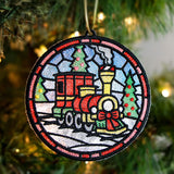 Stained Glass Christmas Train Ornament