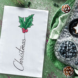 Scripted Christmas Holly & Berries