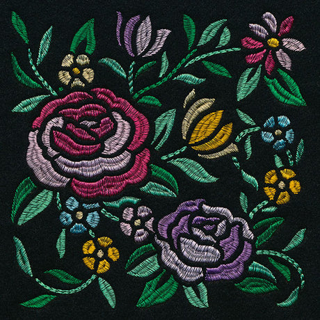 Romantic Blooms Square - Satin Stitch