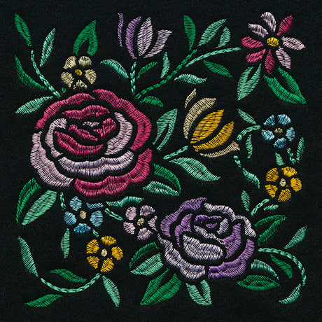Romantic Blooms Square - Satin Stitch