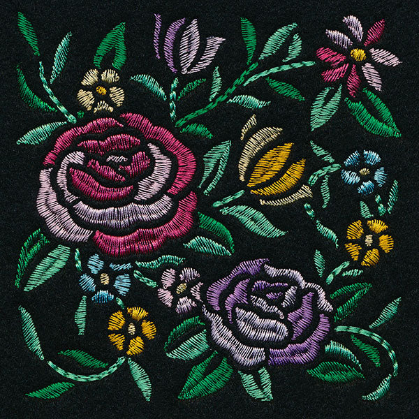 Romantic Blooms Square - Satin Stitch