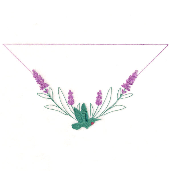 Hummingbird & Lavender Corner Label – Embroidery Library