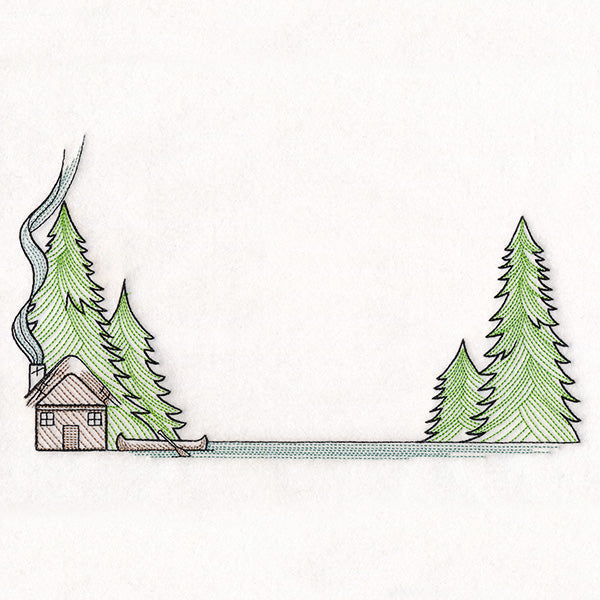 Forest Cabin Quilt Label