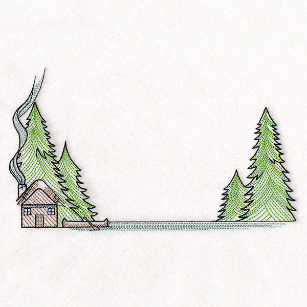 Forest Cabin Quilt Label